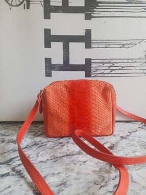 Be & D Pythom / Leather Orange Crossbody Bag